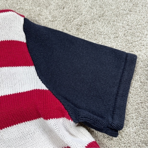 Christopher & Banks Vintage American Flag Knit Sweater Shortsleeve Patriotic L - Picture 4 of 13